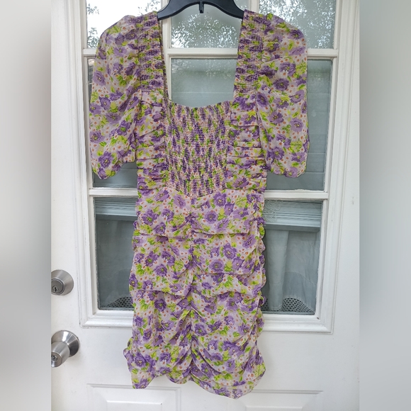 Zara floral ruched mini dress size small - Picture 4 of 4